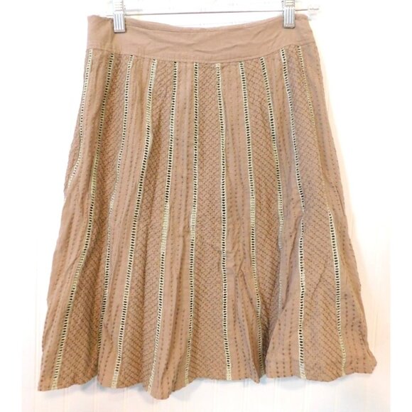 Toi et Moi Women Size S Small Light Brown Flowy Skirt Lined - Picture 3 of 4